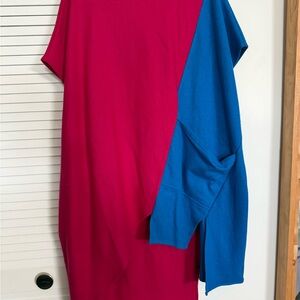 Asymmetrical Red and Blue Dress
